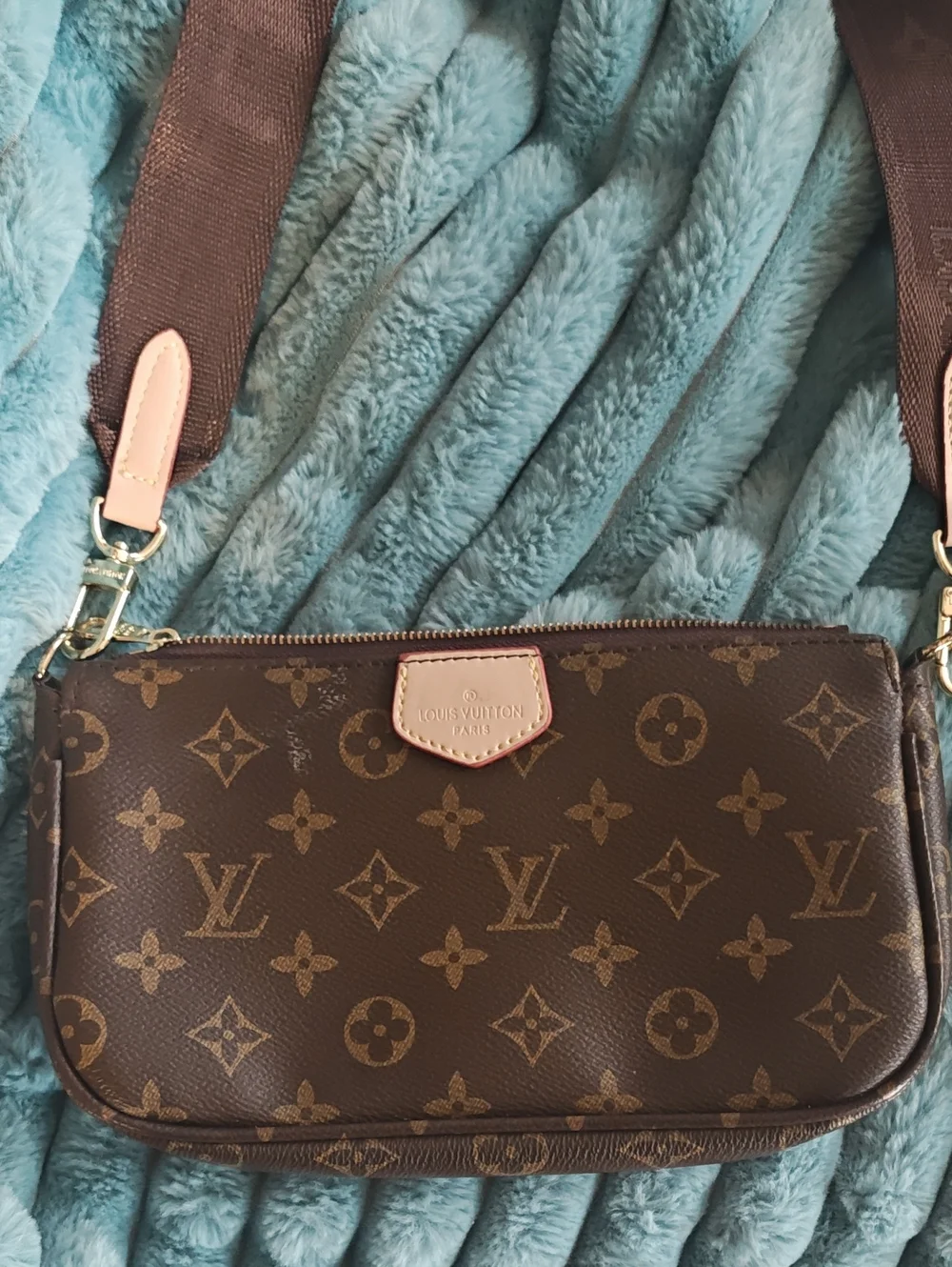 Louis Vuitton Brown Monogram Crossbody with Pink Trim